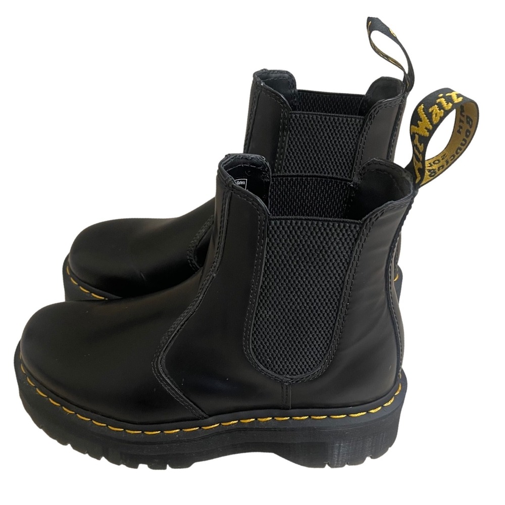 Dr Martens 2976 Quad Black Leather Platform Chelsea Boots used 1x Womens 8 US L